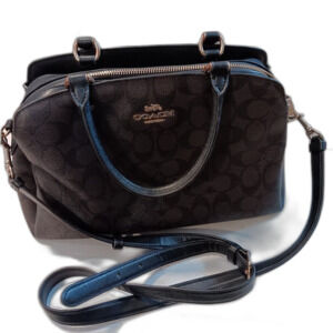 Coach Women's Leather Handbag Brown/Black Shoulder Strap Handle Zip